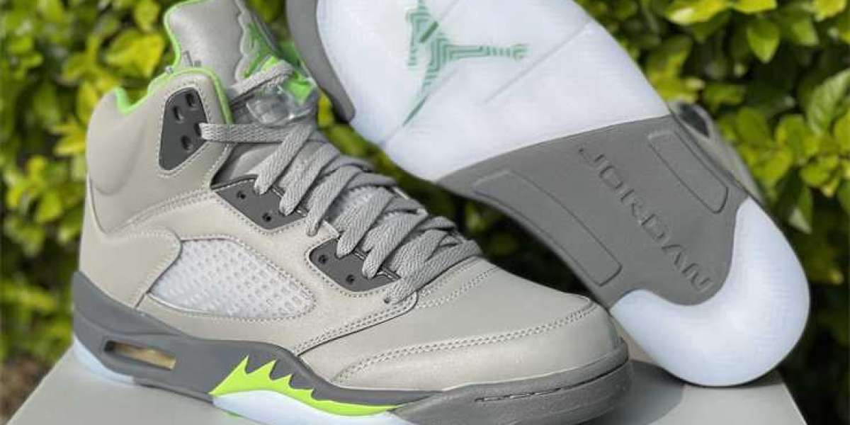 2022 Air Jordan 5 “Green Bean” Flint Grey-Silver UK DM9014-003