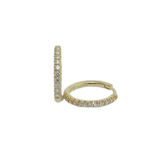 14K Yellow Gold Diamond Hoop Earrings | Troy Shoppe Jewellers